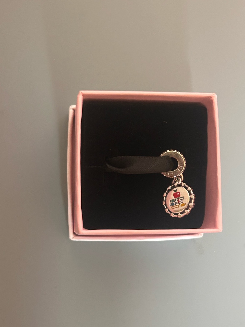 Pandora Silver Charm Pendant with Red and Cream Accents